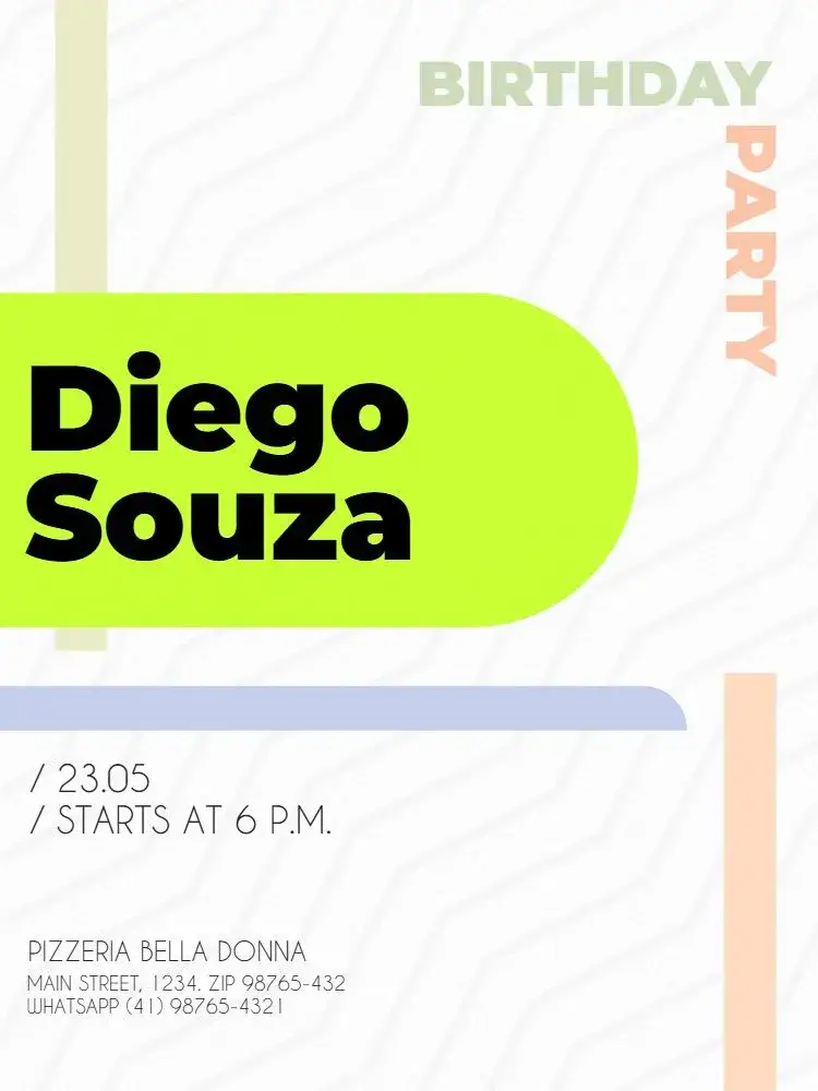 Invitation Male Adult Geometric Party – Kids' Birthday Party theme geometric, modern, colorful, clear, vibrant