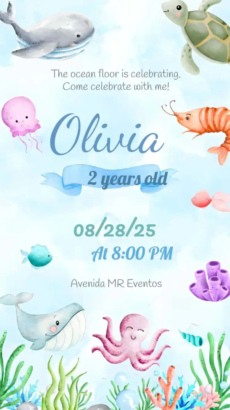 Under the Sea Seaweed invitation