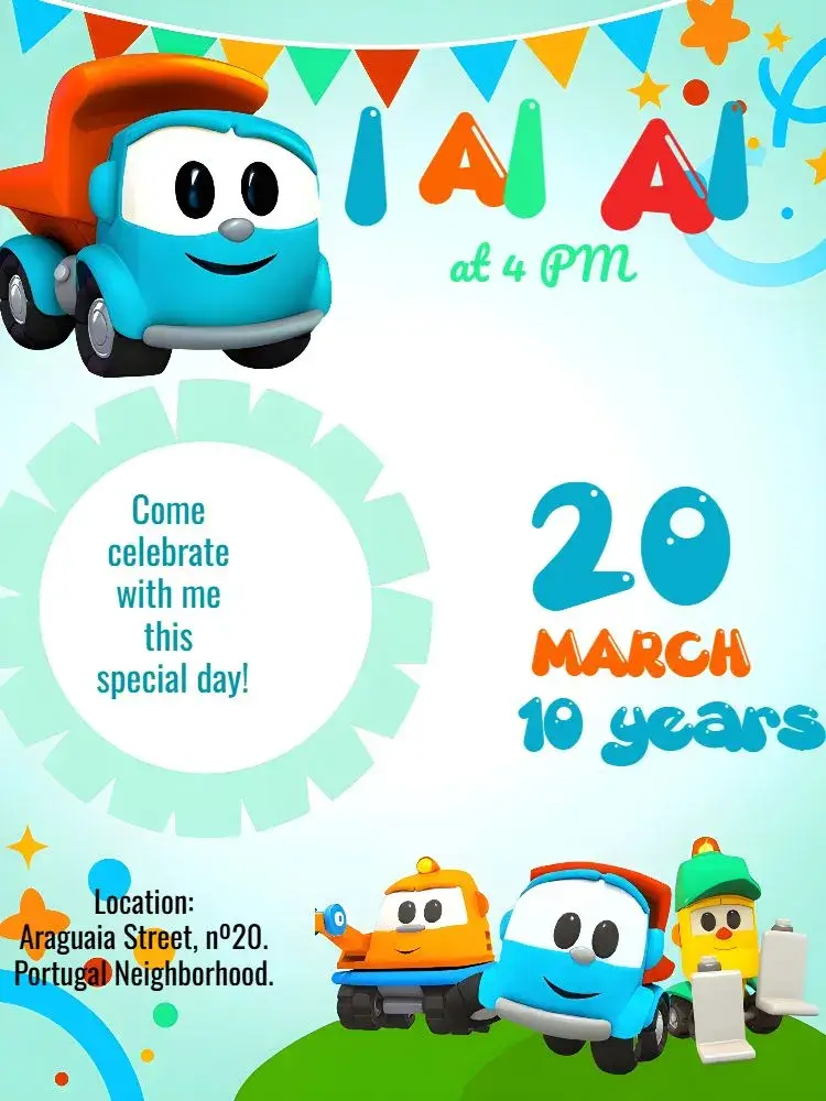 Leo The Truck Leo invitation