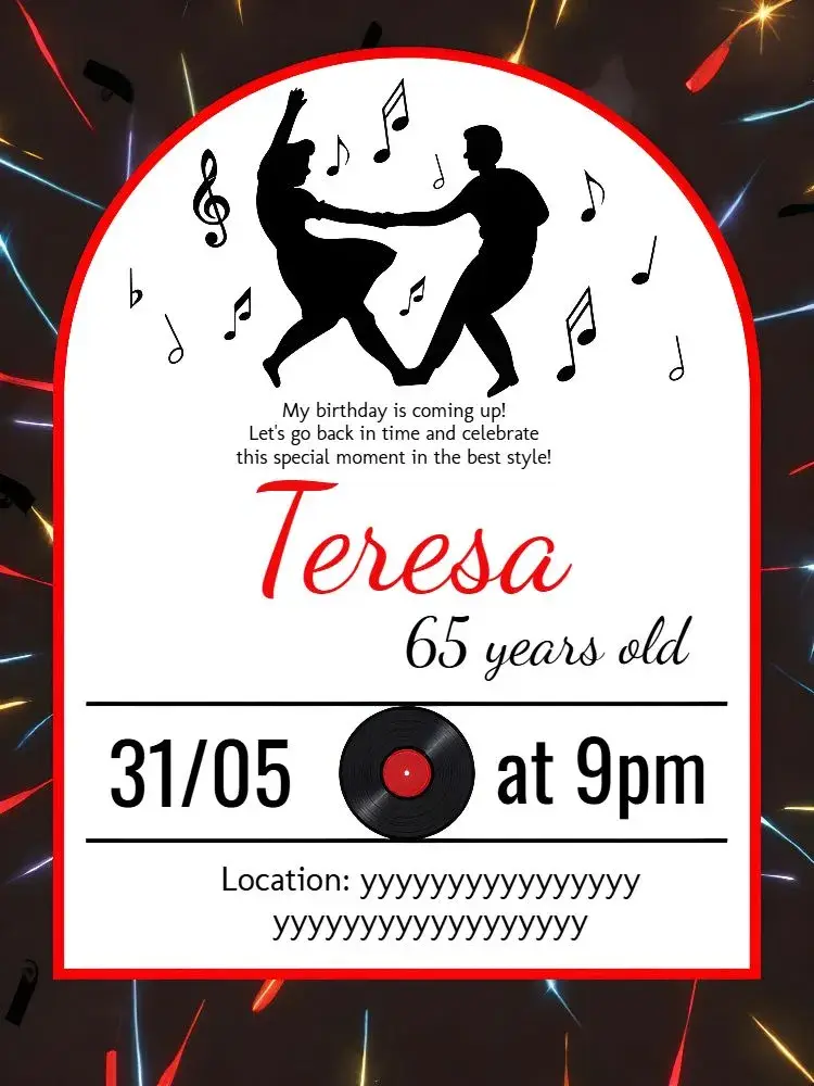 Invite Adult 60s Party editable and customizable