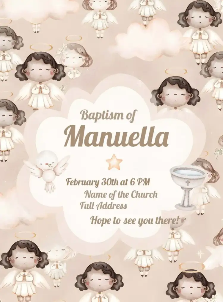 Invitation Baptism Little Angel Child – Baptism theme delicate, watercolor, little angel, pastel, childlike, romantic