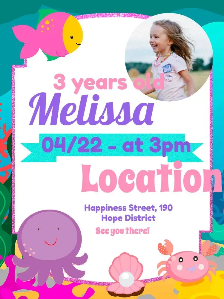 Under the Sea With Crab Photo Background invitation