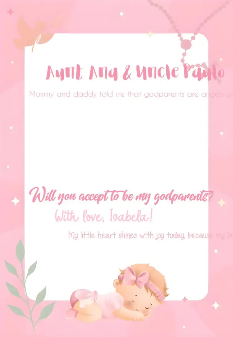 Godparents Of Baptism Angel invitation