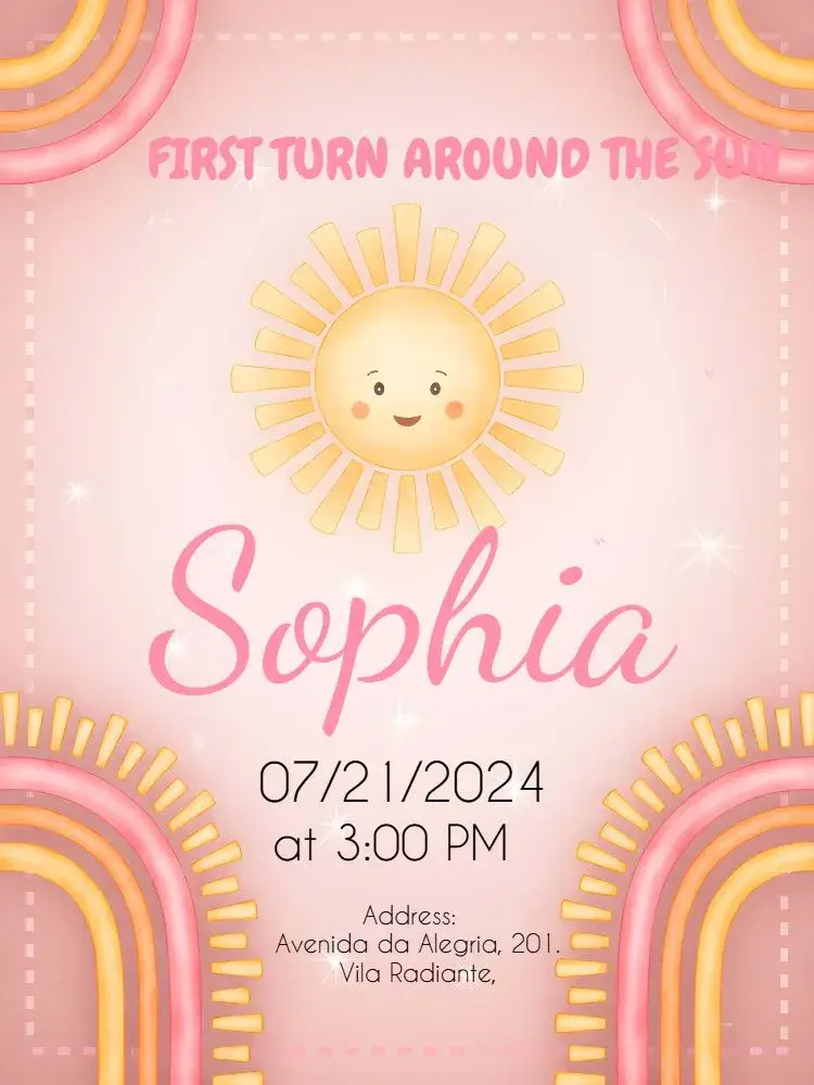 First Sunshine Pink Girl invitation