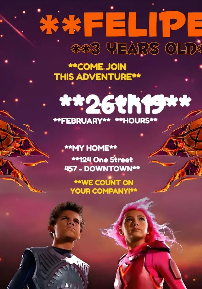 Invite Sharkboy And Lavagirl Kids editable and customizable