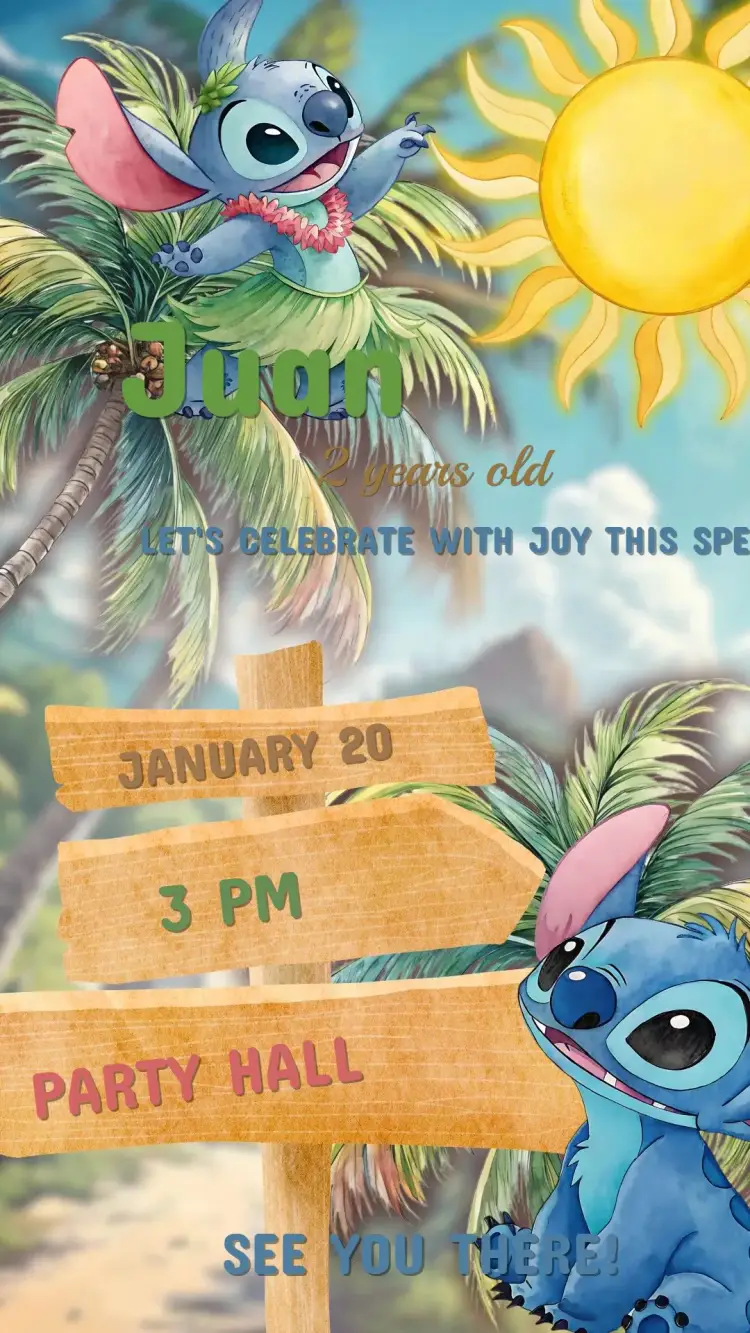 Stitch Birthday Invitation
