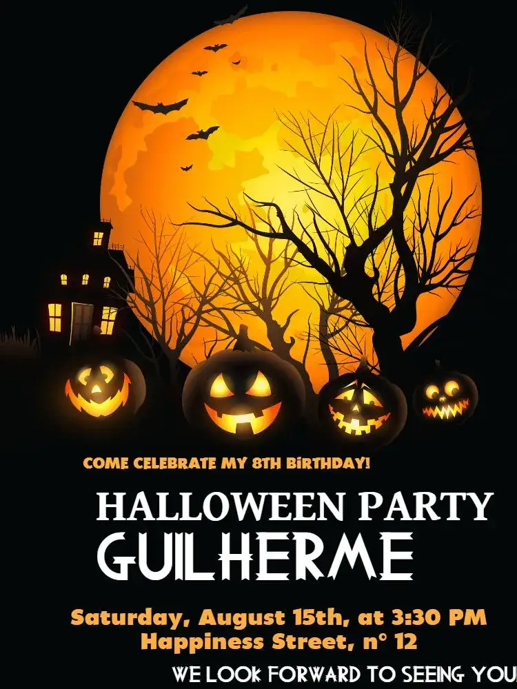 Invitation Black Halloween – Commemorative Dates theme black, blue, yellow, mystical, dark, thematic