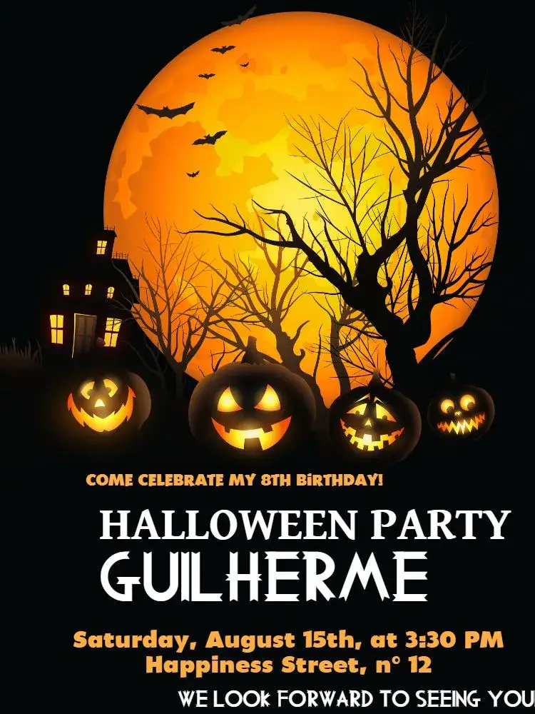 Black Halloween invitation
