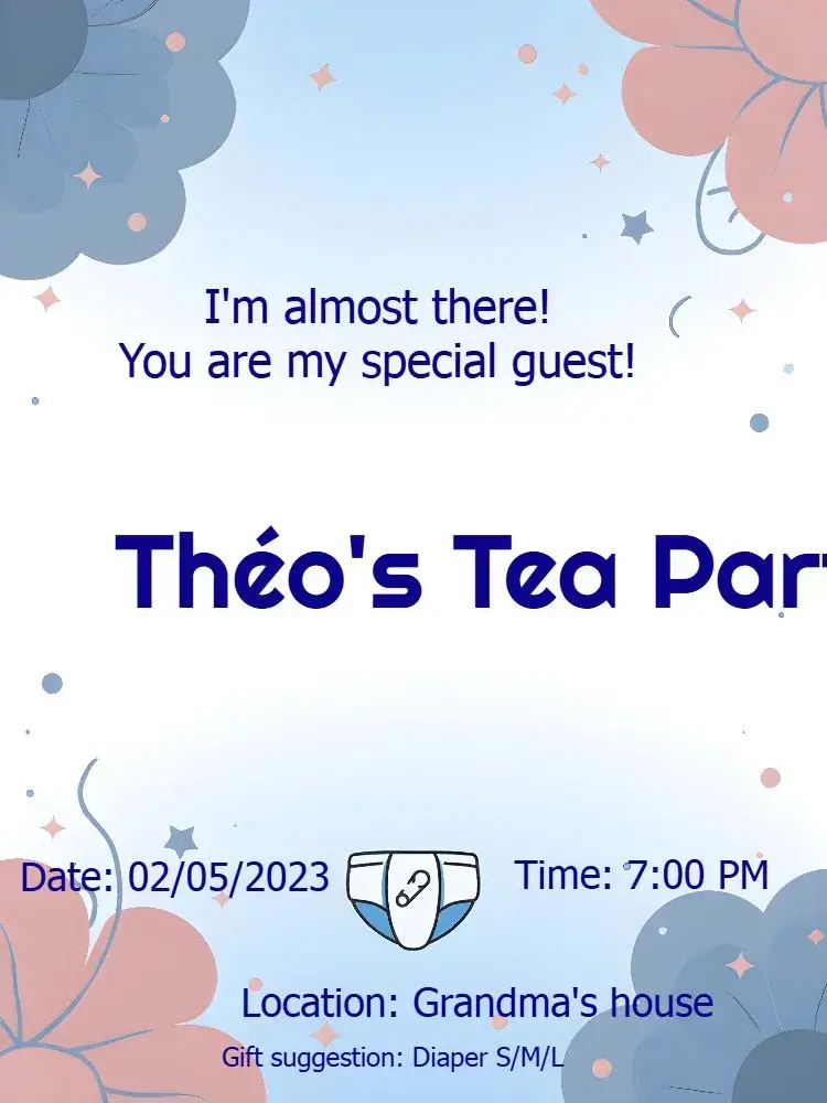 Blue Teddy Bear Diaper Shower Banner invitation