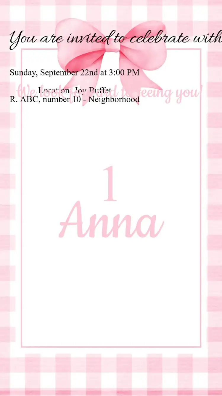 Pink Bow Birthday Invitation