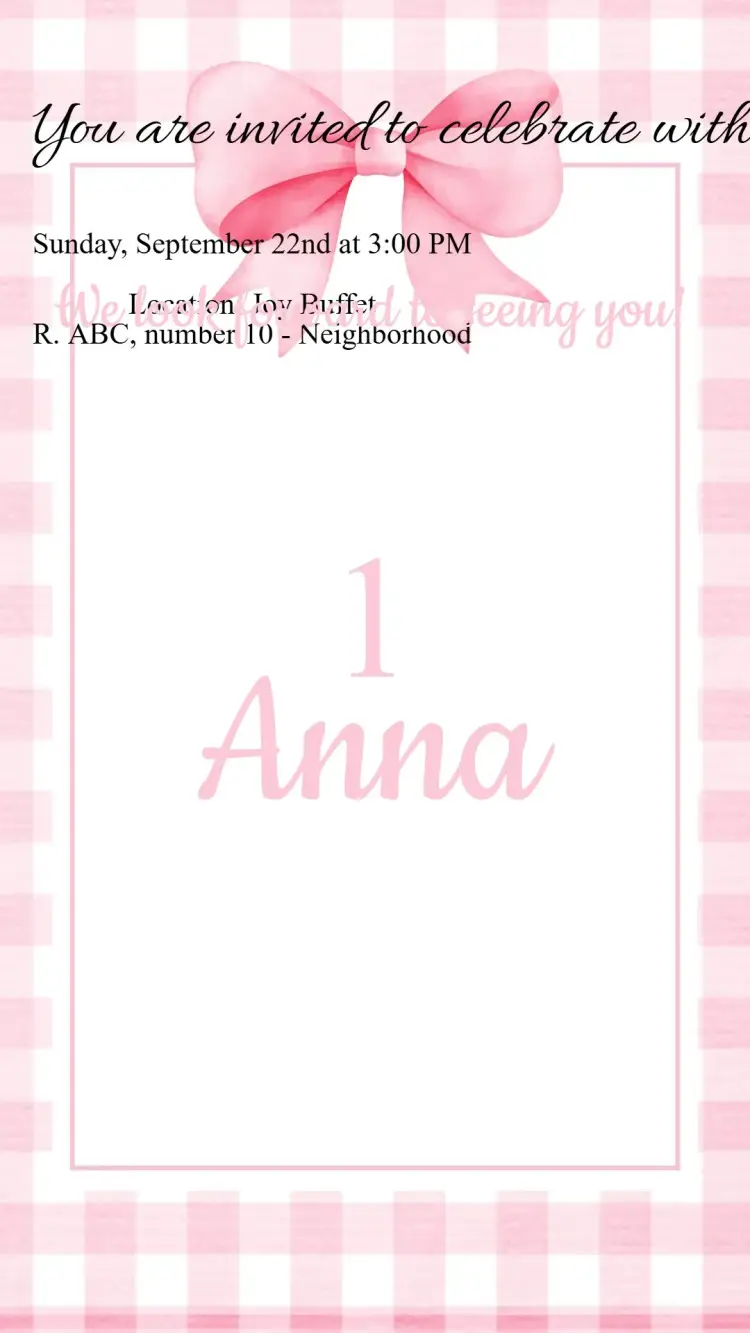 Pink Bow Birthday Invitation