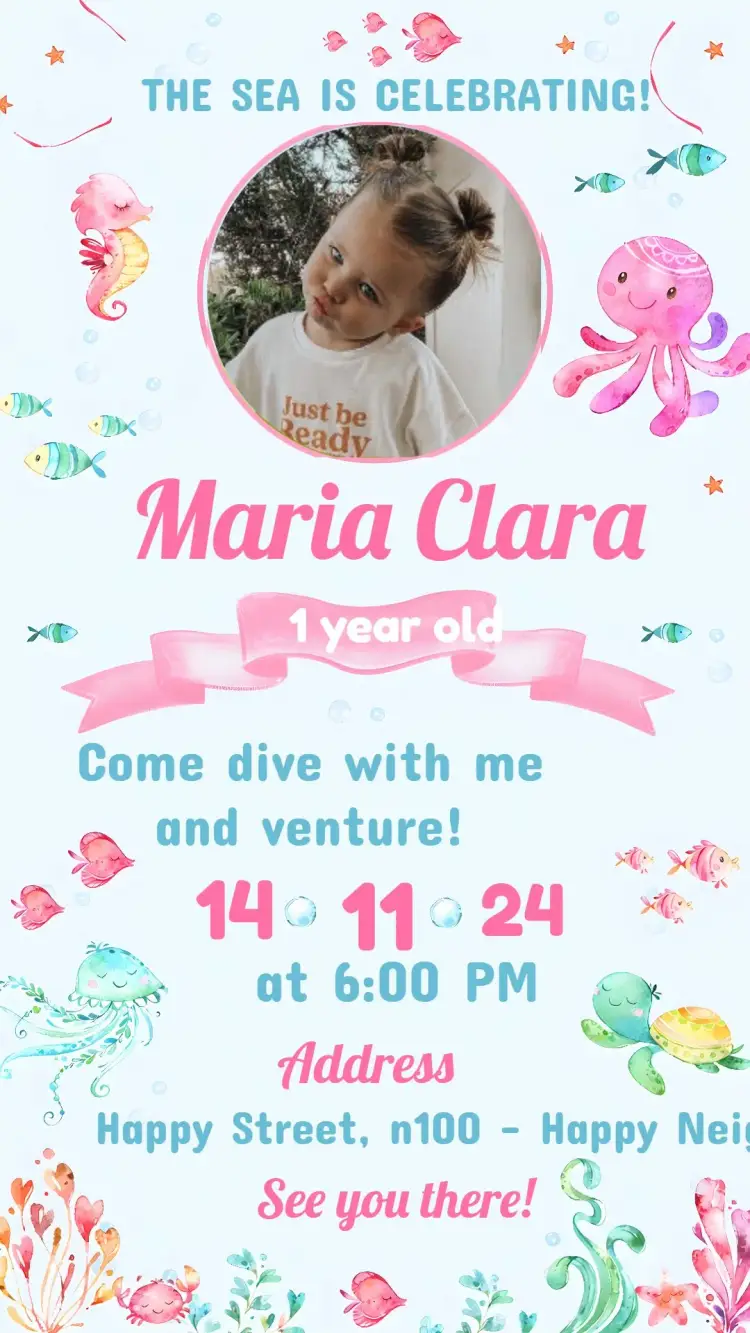 Under the Sea With Pink Photo invitation