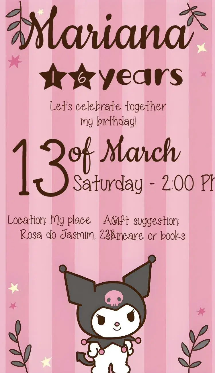 Kuromi Hello Kitty Kids invitation