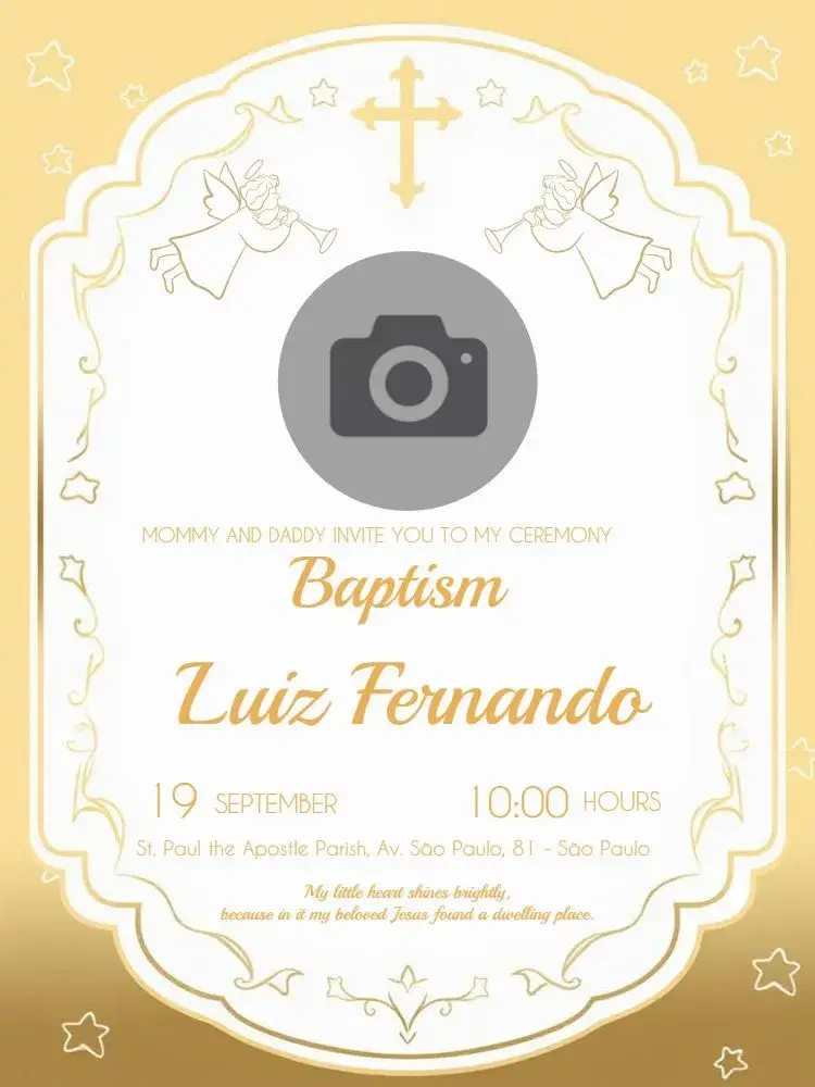 Baptism With Photo Cross invitation