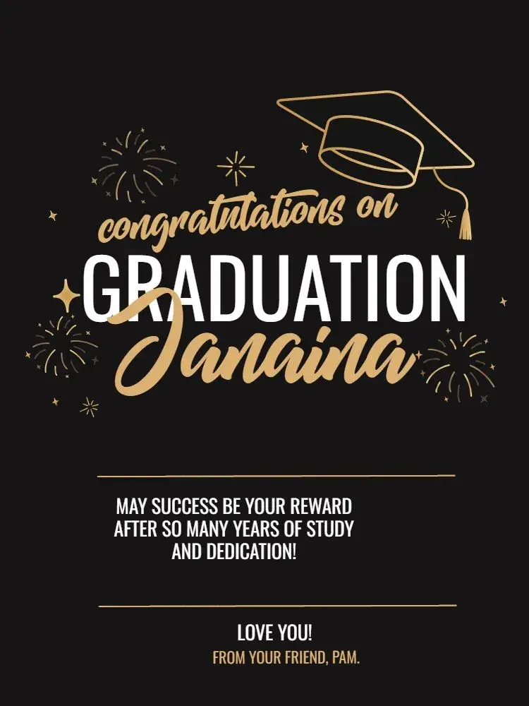 Dark Fireworks Graduation Celebration Card invitation
