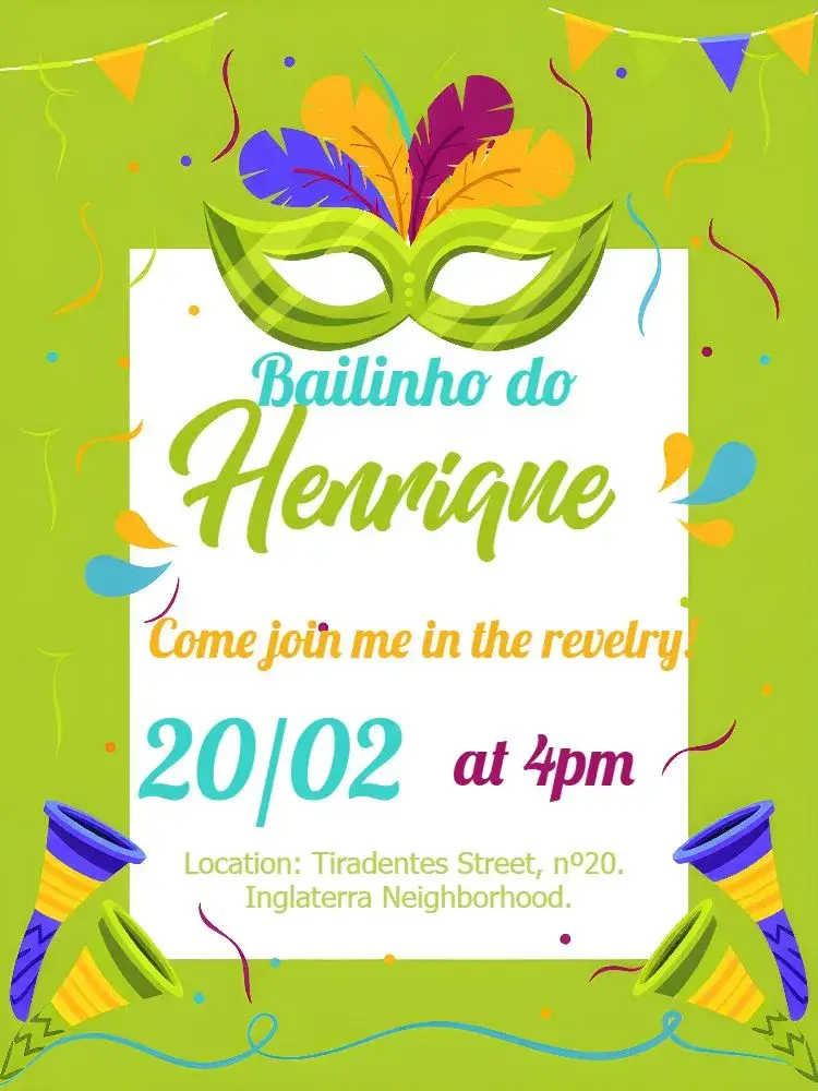 Carnival Serpentina Party invitation