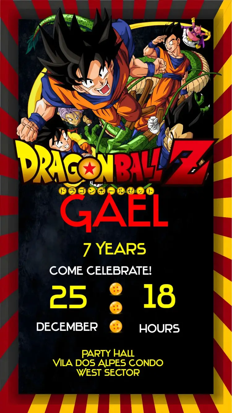 Dragon Ball Z invitation