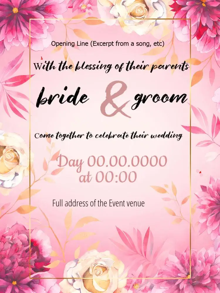 Golden Floral Wedding invitation