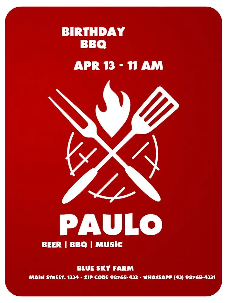 Male Adult BBQ Celebration invitation