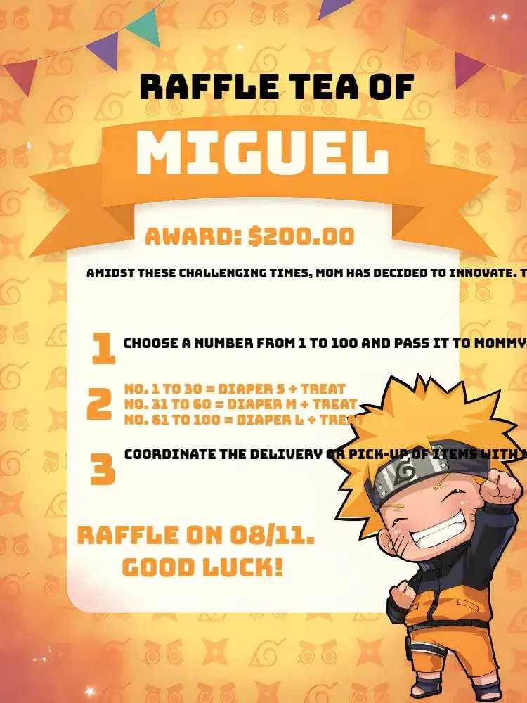 Orange Chibi Naruto Raffle Tea invitation