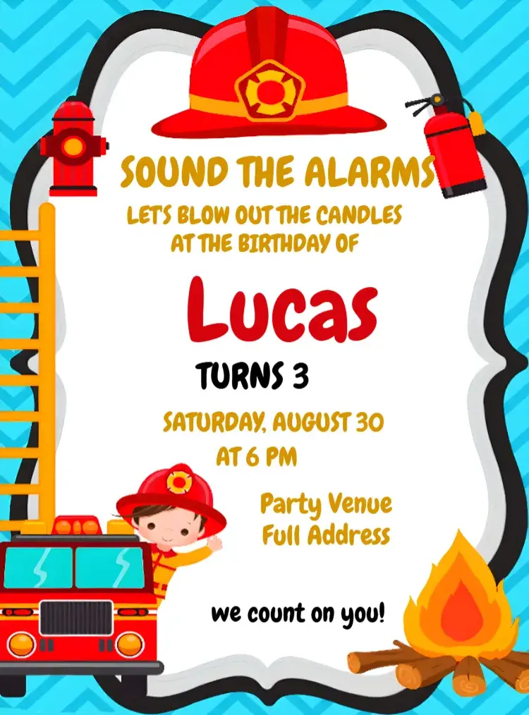 Firefighters Truck invitation