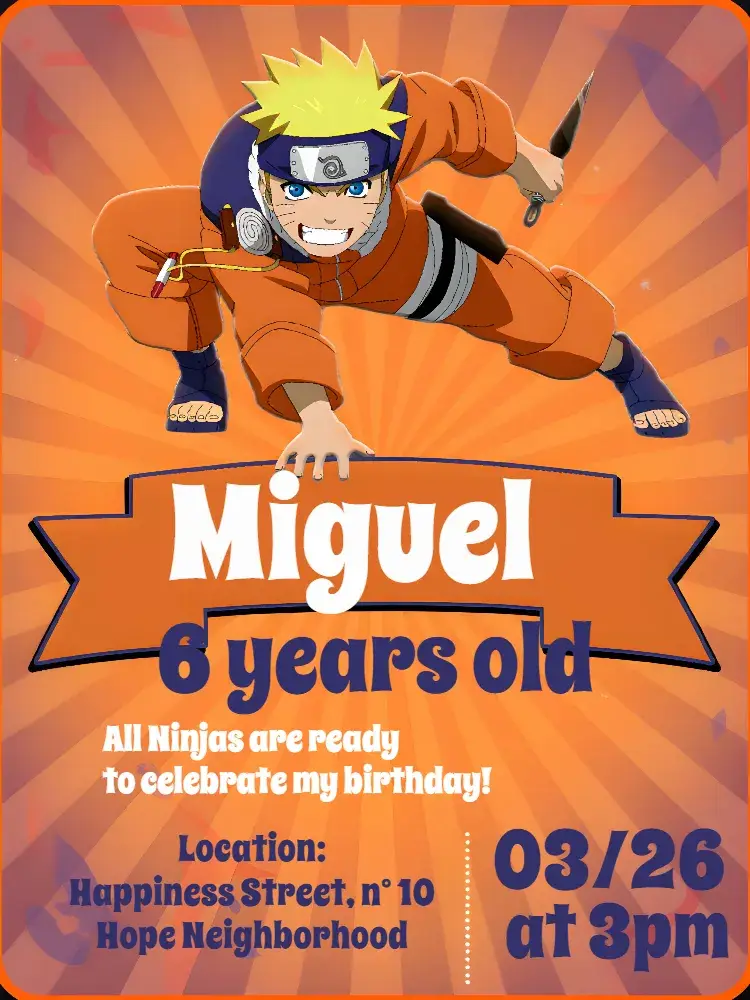 Orange Naruto invitation