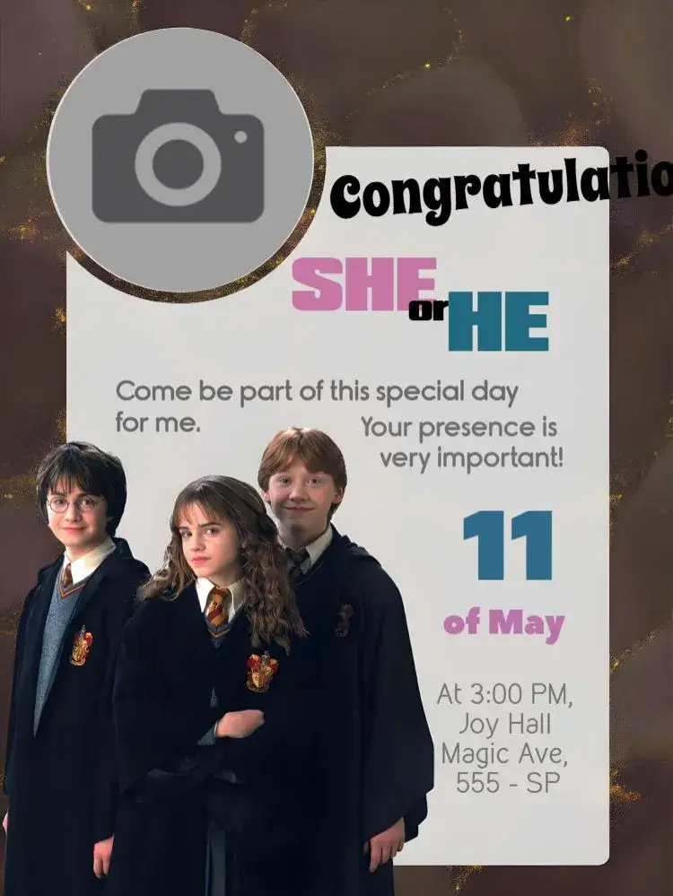 Invitation Harry Potter With Photo Ron – Kids' Birthday Party theme magical, wizard, themed, colorful, fantasy, adventure