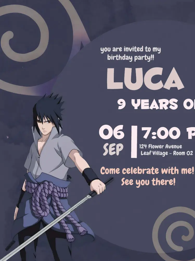 Naruto Sasuke invitation