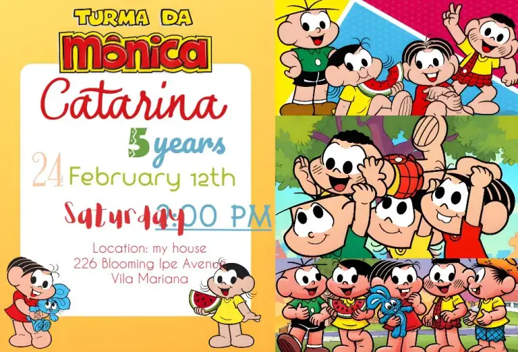 Turma Da Mônica Bento invitation
