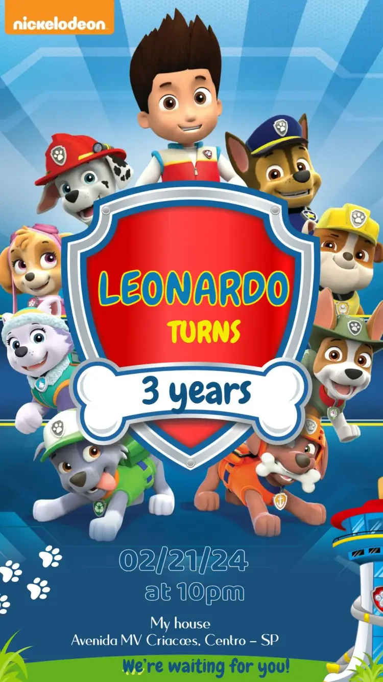 Paw Patrol Everest invitation