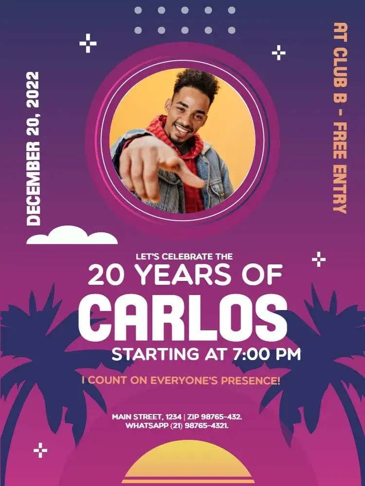 20 Years With Photo Party invitation