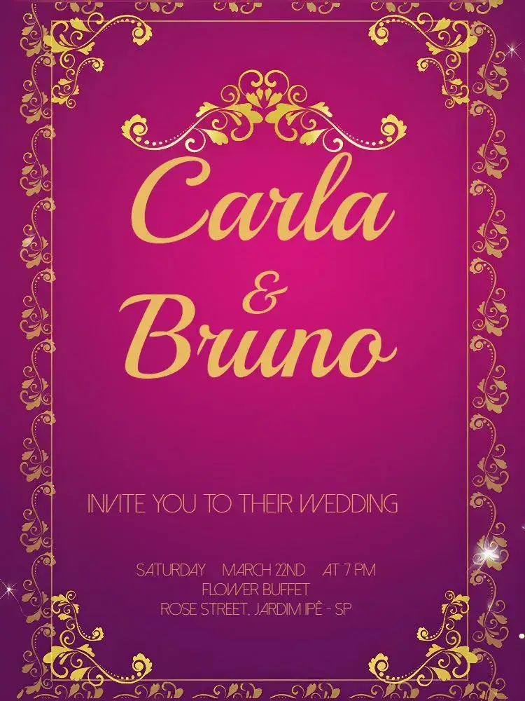 Golden Arabesque Wedding invitation