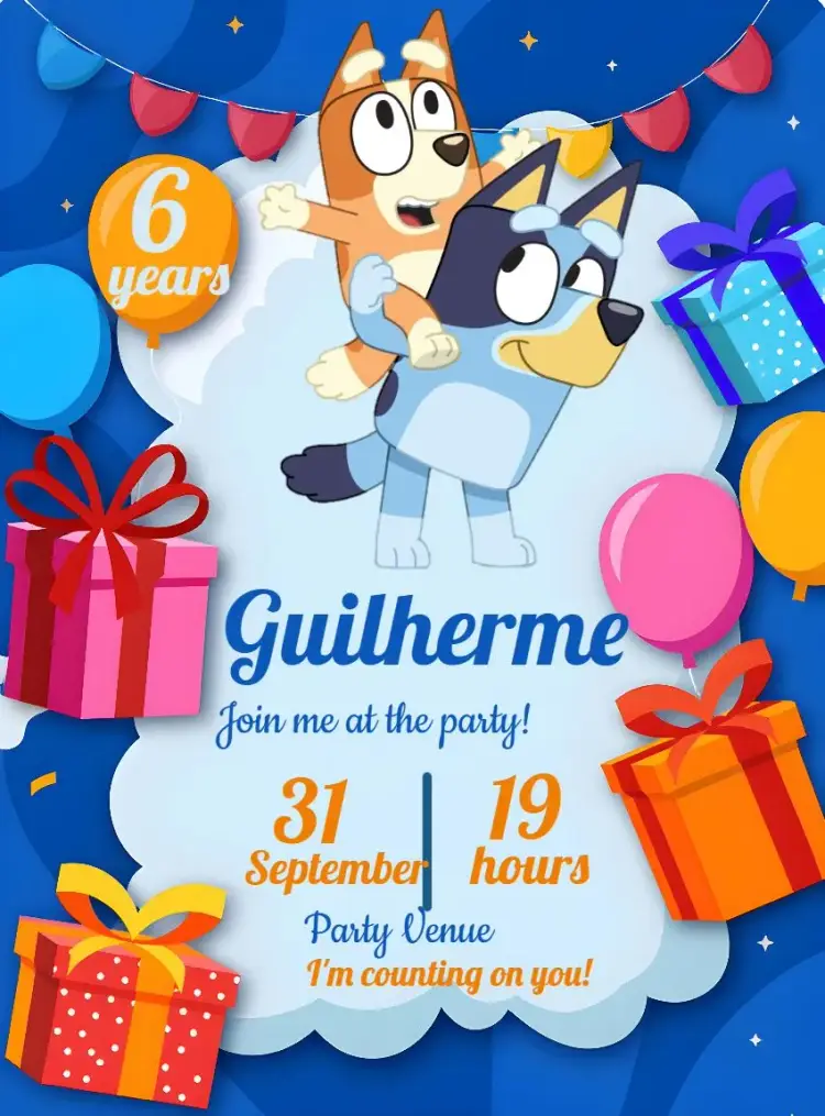 Bluey Party invitation