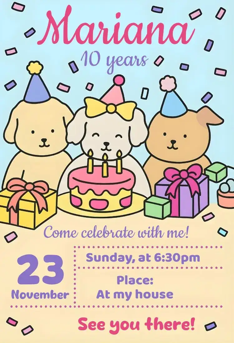 Invitation Bobbie Goods digital invitation – Birthday theme kawaii, minimalist, modern, cute, delicate