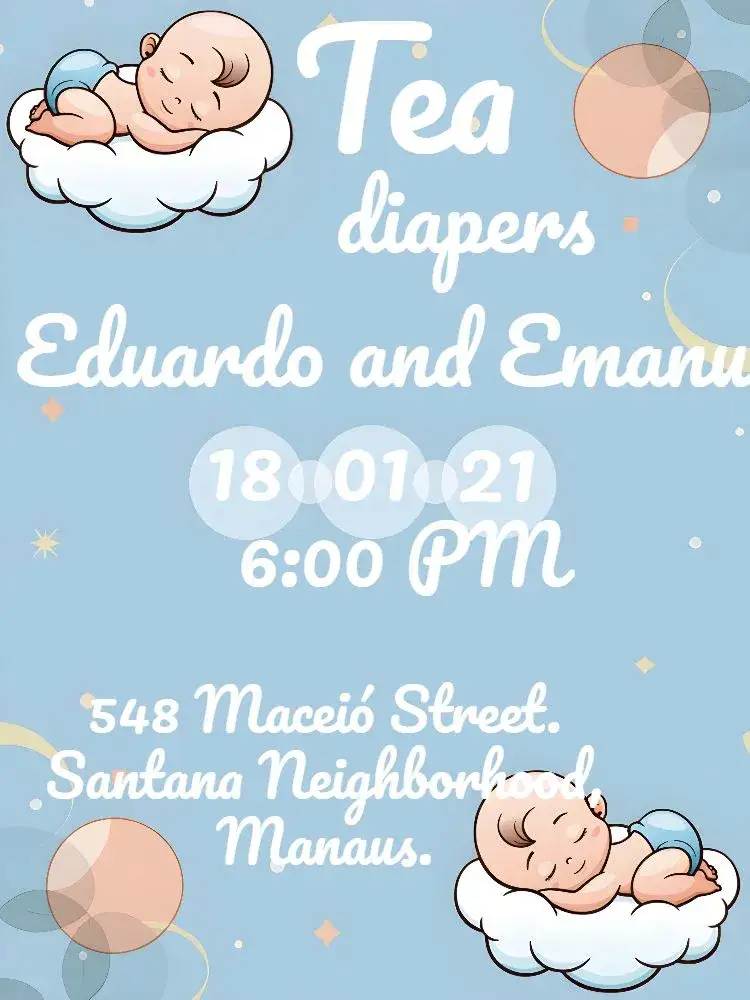 Invitation Twin Boys Diaper Shower Soap – Diaper Shower theme blue and white, clouds, soap bubbles, childish, fun, modern