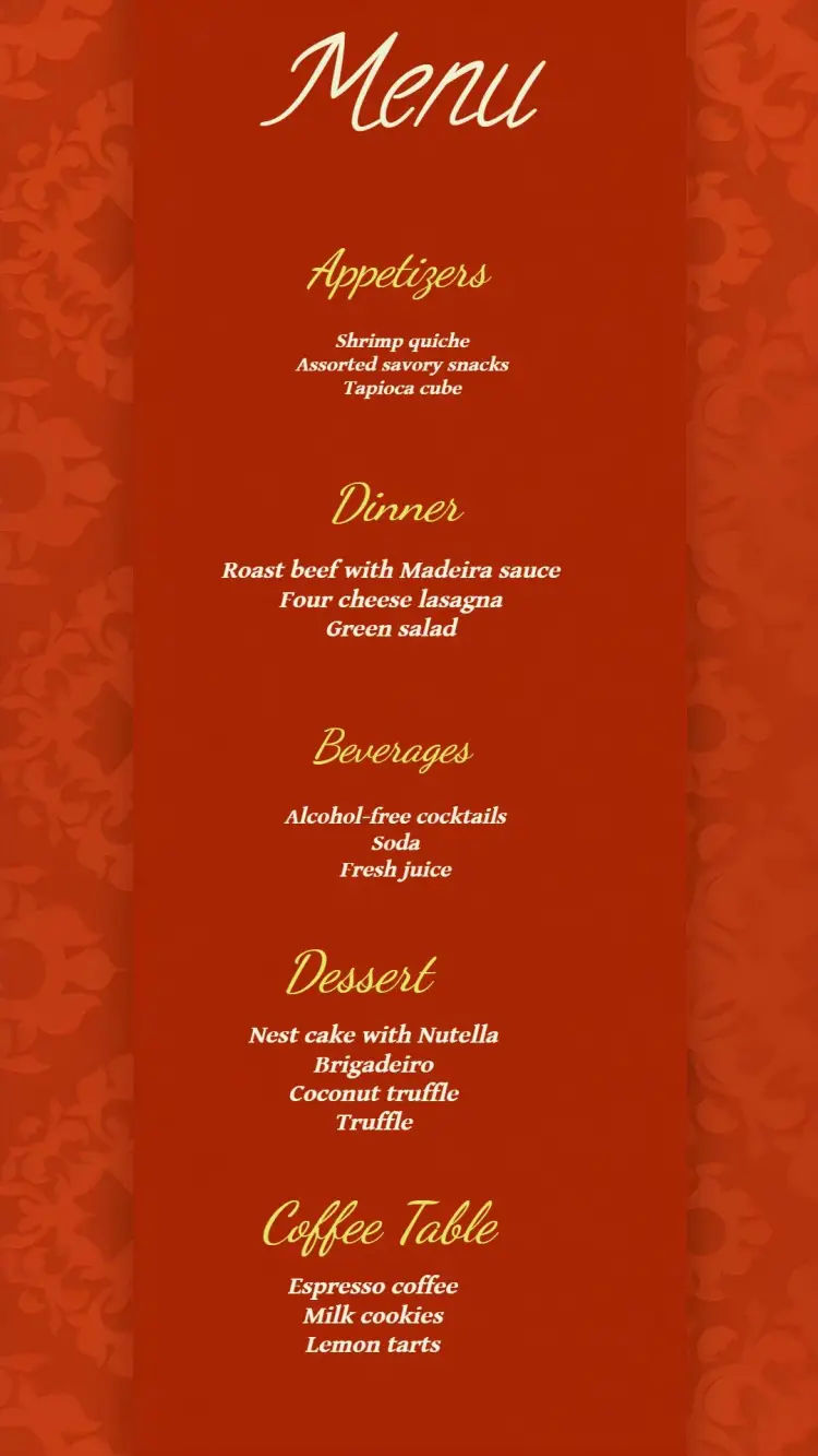 Yellow Wedding Menu invitation