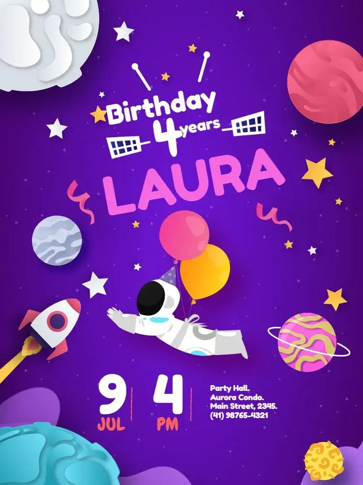 Rocket Space Party invitation