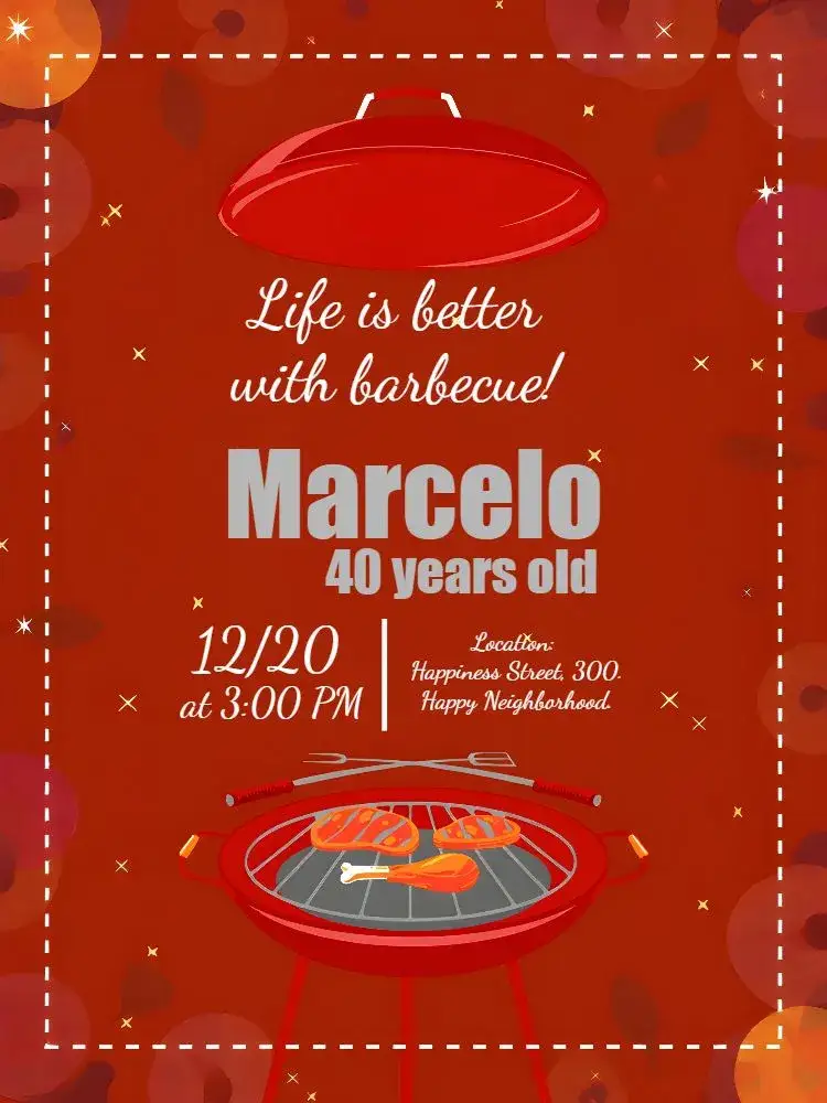 Invitation Adult Barbecue – Birthday theme vibrant, laid-back, pub-style, modern, masculine