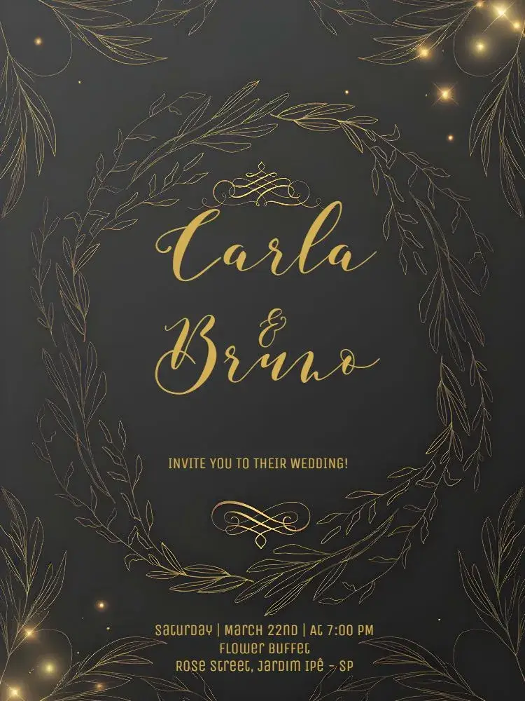 Golden Branches Wedding invitation