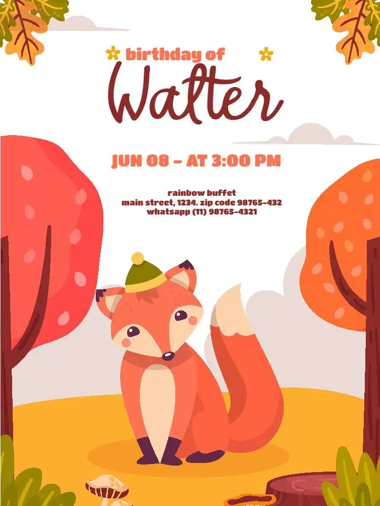 Woodland Clear Fox invitation