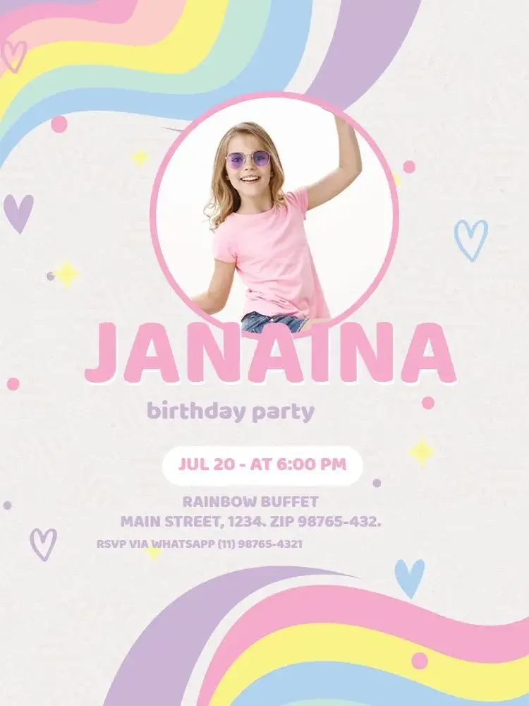 Rainbow Theme With Heart Photo invitation