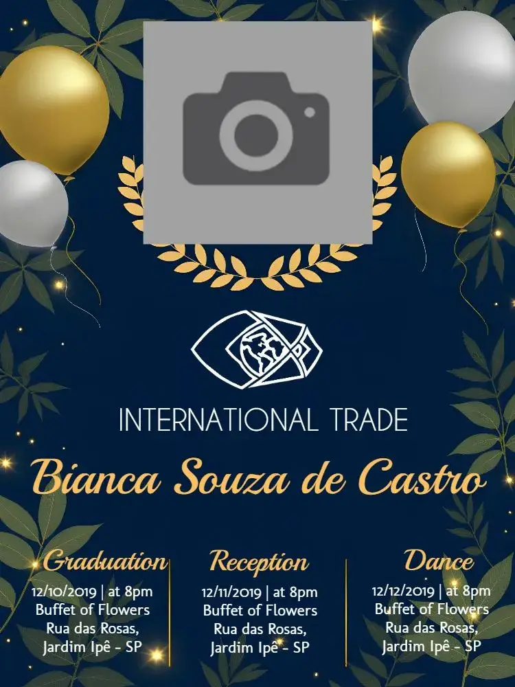 Graduation International Trade With Photo Balloons invitation