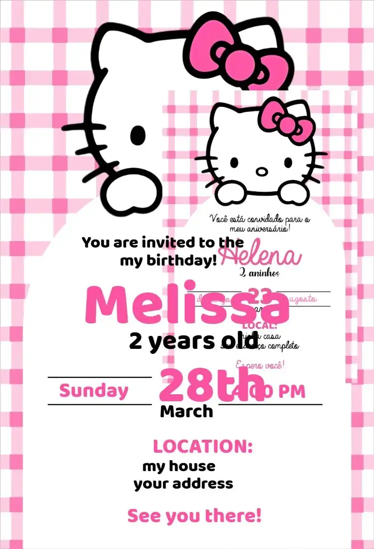 Invite Hello Kitty 12 editable and customizable