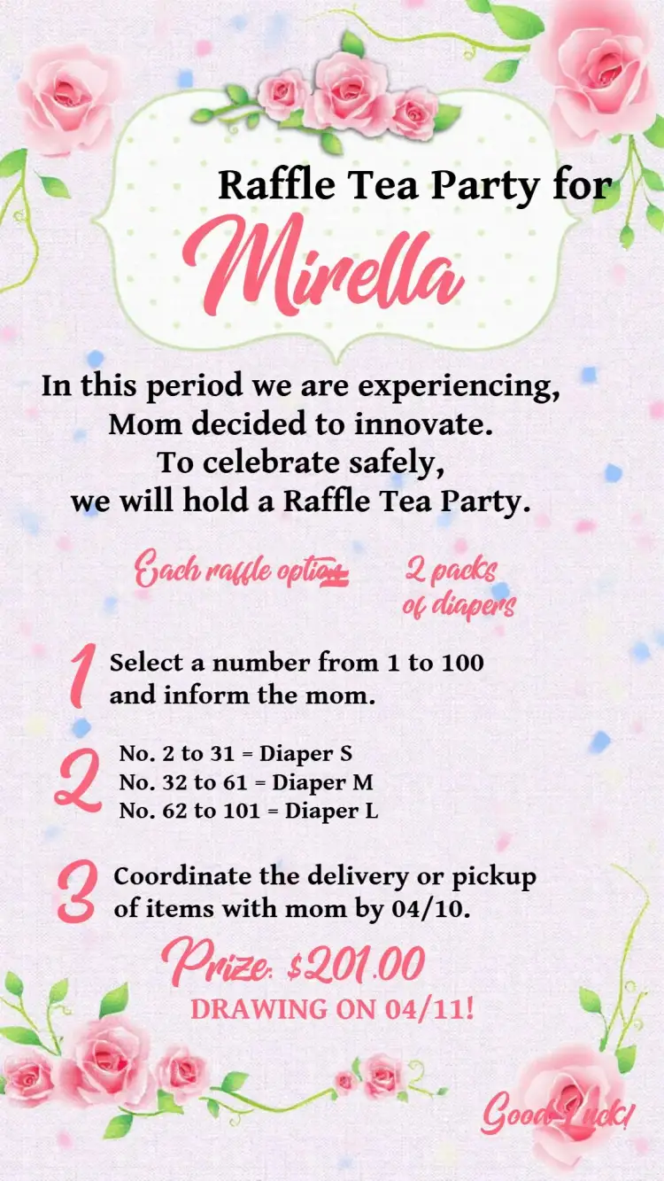 Invitation Floral Tea Raffle Party – Raffle Tea theme floral, delicate, romantic, modern, green, pink
