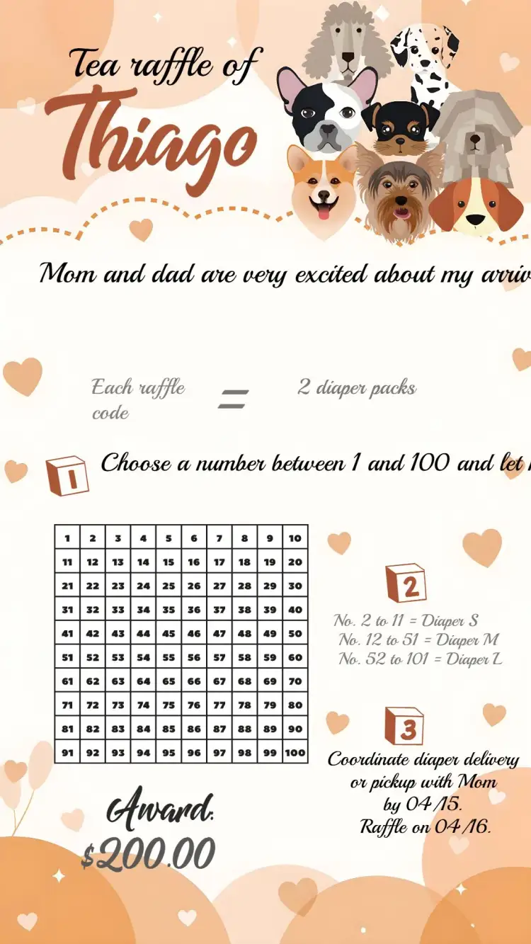 Invitation Pet Baby Shower Raffle – Raffle Tea theme neutral, cute, animal, fun, modern