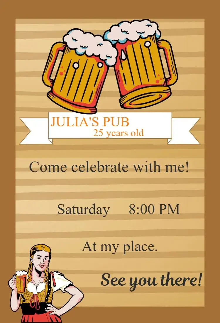 Invite Birthday Bar Invitation editable and customizable