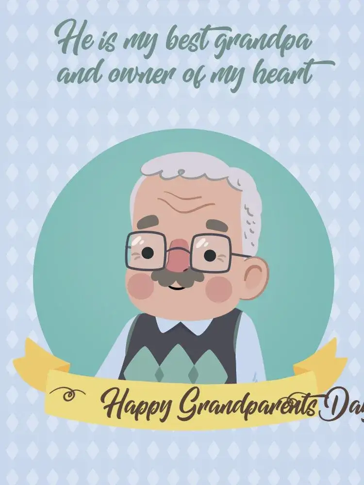 Invitation Grandfather's Day Card Greetings – Card theme blue, modern, minimalist, fun, grandpa illustrations