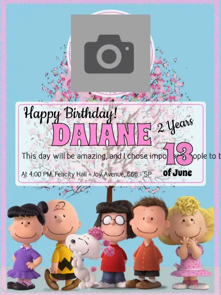 Snoopy And Charlie Brown Gang With Peanuts Photo invitation
