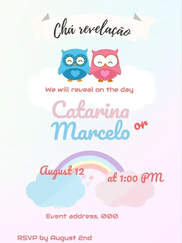 Baby Shower Owl Gender Reveal Whatsapp