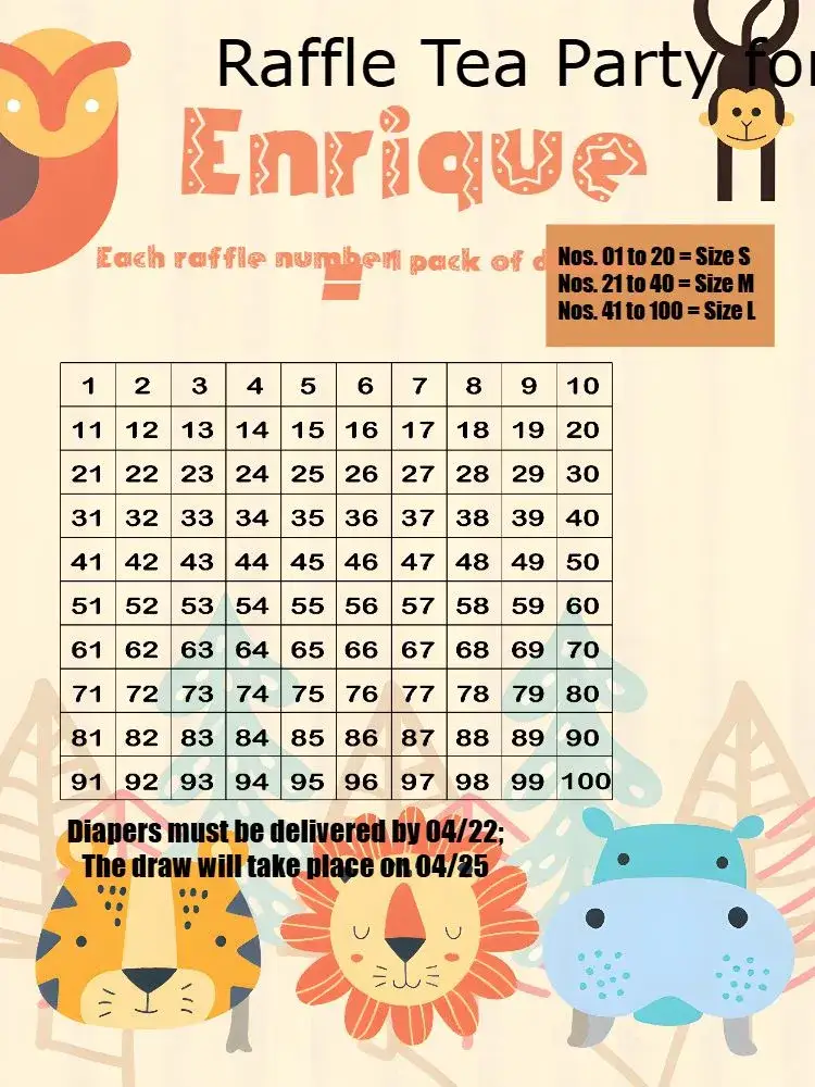 Invitation Safari Zebra Tea Raffle – Raffle Tea theme safari, jungle, animals, vibrant colors, fun, themed